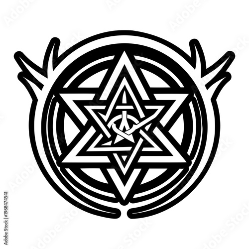 A glyph style icon of pentacle symbol