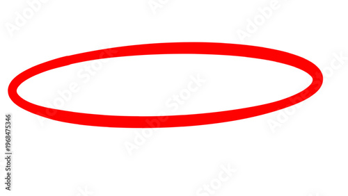 Red hand drawn horizontal oval circle frame