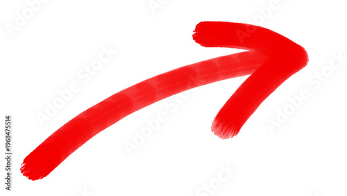 Red thick hand drawn arched arrow pointing up right