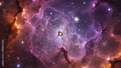 Vibrant stellar nursery cloud illuminated by bright star against deep space