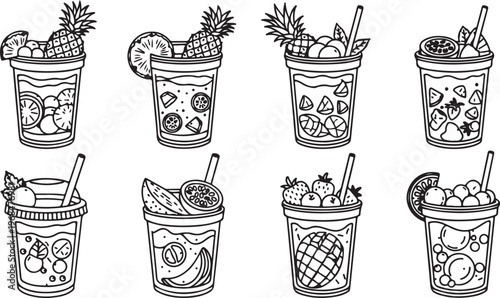 Hand-drawn decorative vases with intricate geometric and floral patterns Vector