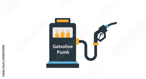 Illustration of a Gas Station Pump with a Fuel Nozzle.