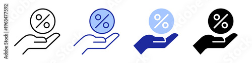 discount icon outline and solid percentage set