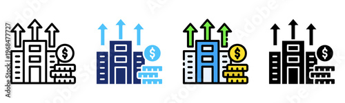 Building Growth Icon Multiple Style Collection Set 