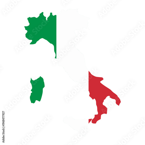 Bild auf Leinwand Italy Flag in Map Shape
