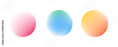 Set color circle gradient noise gradation. Abstract colorful watercolor blur mesh on isolated transparent background. Circle shape png.