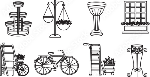 Various historical and scientific instruments and tools from the past Vector