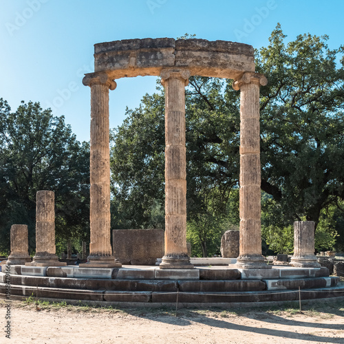 Circular Ancient Sanctuary Columns in Olympia, Greece