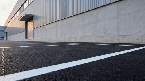 Industrial Building with Asphalt Parking Lot
