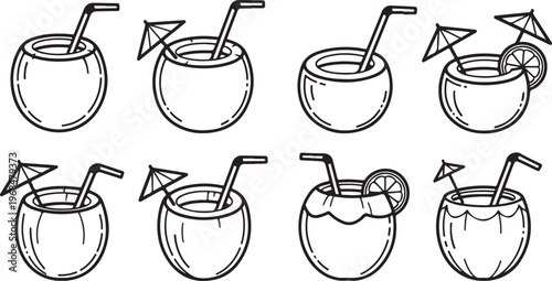 Minimalist line drawings of various teapot designs Vector
