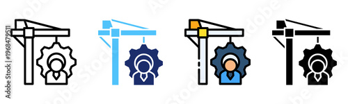 Construction Management Icon Multiple Style Collection Set 