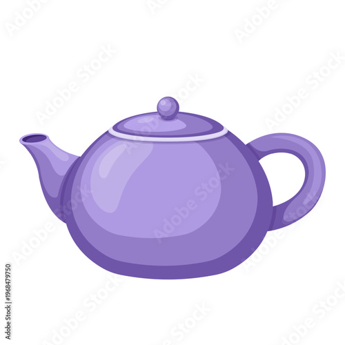 Purple Teapot Cartoon Vector Illustration Image