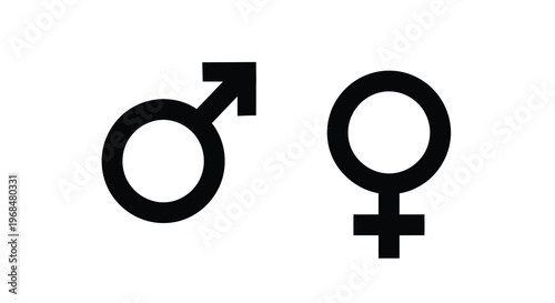 Simple black icons representing male and female genders a striking silhouette