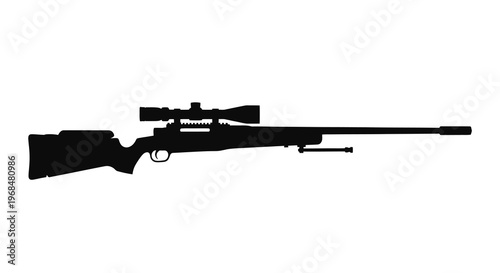 Black rifle with scope displayed as a striking detailed silhouette