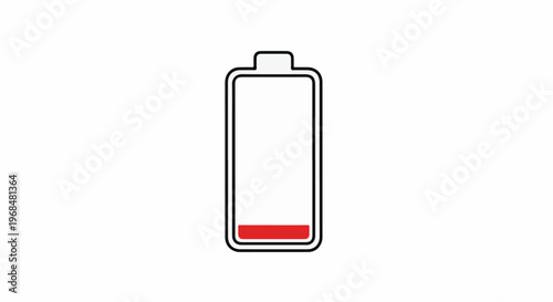 A digital icon representing a battery with very low power remaining