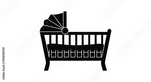 Black baby crib with hood a simple and elegant silhouette