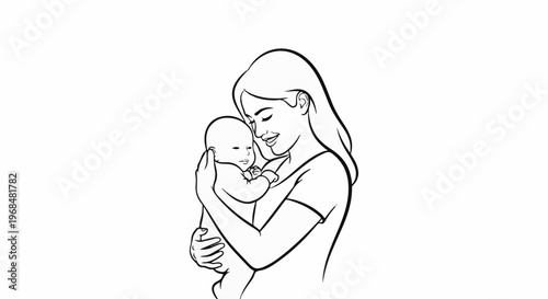 A loving mother embraces her baby, their faces radiating tenderness and affection