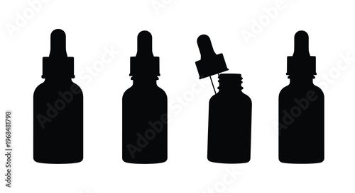 Four black bottle silhouettes showing varying levels of liquid silhouette