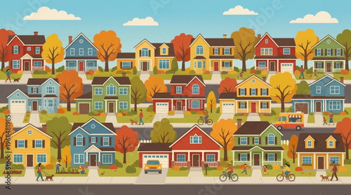 Colorful houses on a hill.