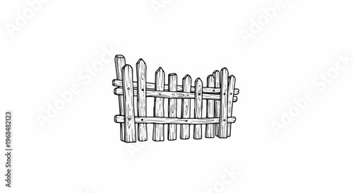 A rustic wooden picket fence with a slightly irregular top