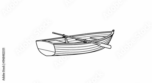 A simple line drawing of a rowing boat with two oars