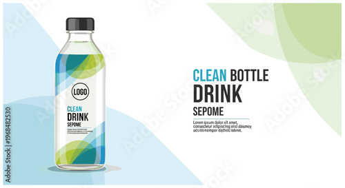 Photos A clean bottle of Sepome drink with a modern, abstract design on the label and a minimalist background