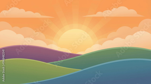 Colorful hills at sunset.