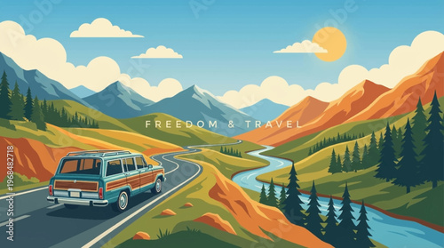 Bus on mountain road trip.