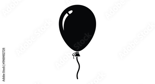 Simple black balloon illustration against a white background silhouette