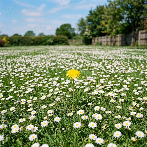 Disruptive innovation concept, one object standing out among identical ones