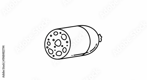 A simple line drawing shows a sliced sausage with round holes