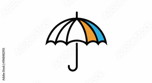 A simple line-art illustration of an open umbrella with a handle and segments