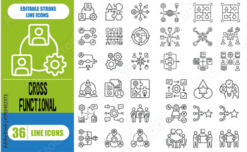 Agile Cross Functional Team Collaboration and Integrated Business Process Icon Set for Multidisciplinary Project Management