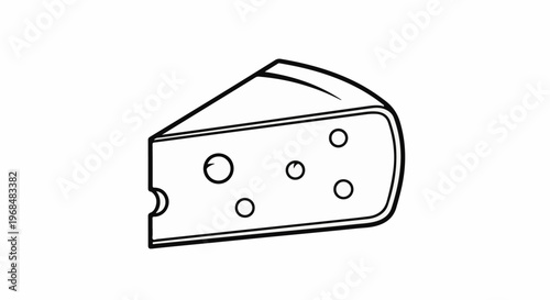 A simple outline illustration of a wedge of cheese with holes