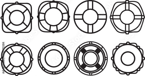 Abstract geometric patterns with interlocking loops and circular designs Vector