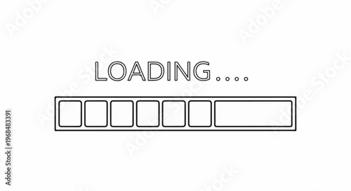 A simple outline of a loading bar with text and dots indicating progress