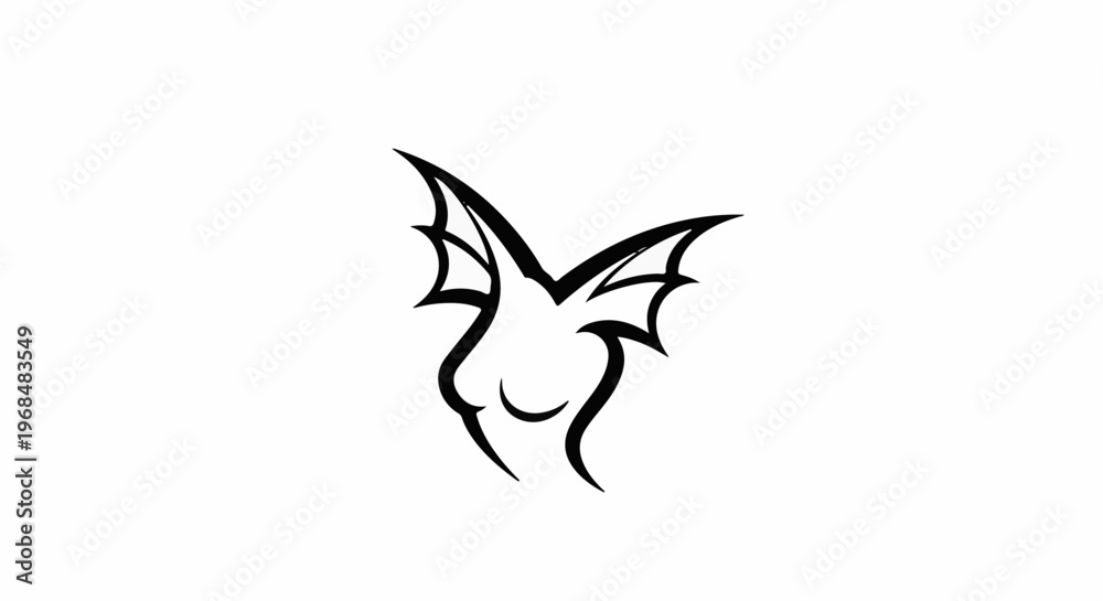 Fototapeta premium Abstract black design with pointed wings and flowing curves