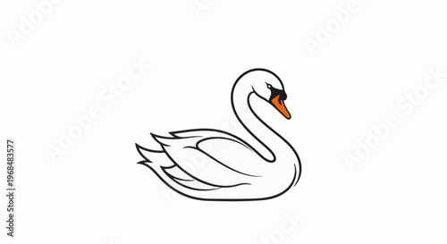 A simple, stylized line drawing of a swan with an orange beak