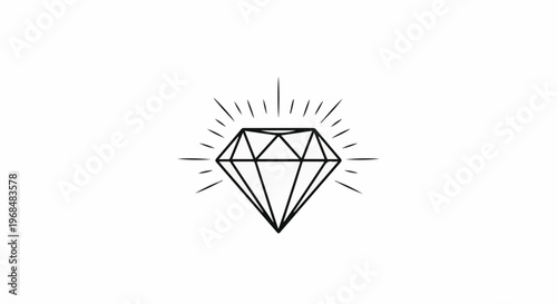 A simple, stylized line drawing of a radiant diamond