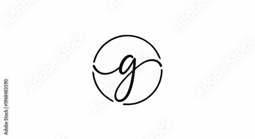 A black cursive letter 'g' elegantly drawn inside a circular outline