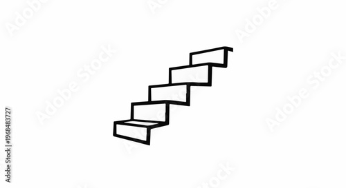 A simple black and white line drawing of an upward sloping staircase