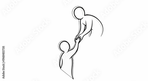 A simplified depiction of two figures in a gesture of mutual support