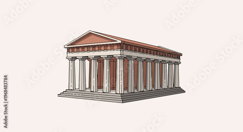 A simplified illustration of a classical Greek temple with a colonnade