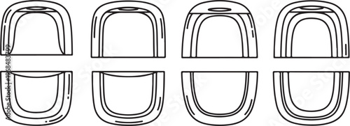 Set of detailed line drawings of various glasses and drinkware Vector