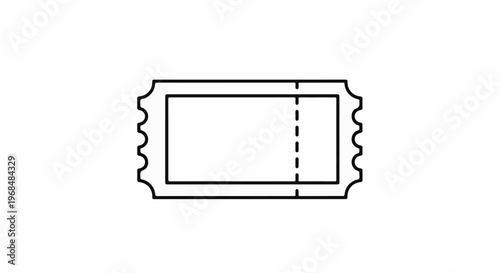 A simple black outline illustration of a torn ticket against a white background