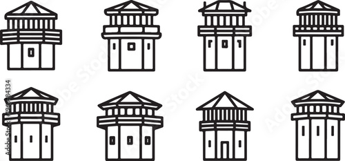Row of traditional european style houses with distinct architectural features Vector