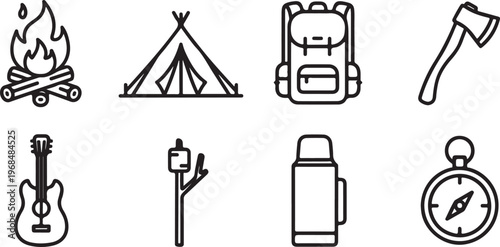 Icons representing various activities and objects for daily life Vector