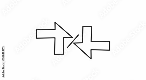 Abstract graphic of two opposing arrows on a white background