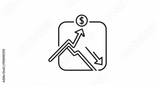 Abstract graphic showing financial growth and decline with dollar symbol