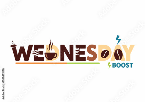 Energize your mid-week with a refreshing coffee boost. A vibrant illustration perfect for Wednesday promotions, highlighting an energetic start to the day
